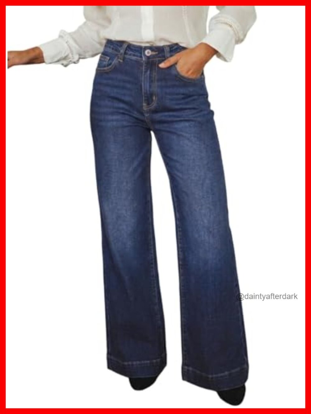 Women's High Waisted Flare Wide Leg Denim Jeans Button Fly 4 Pockets